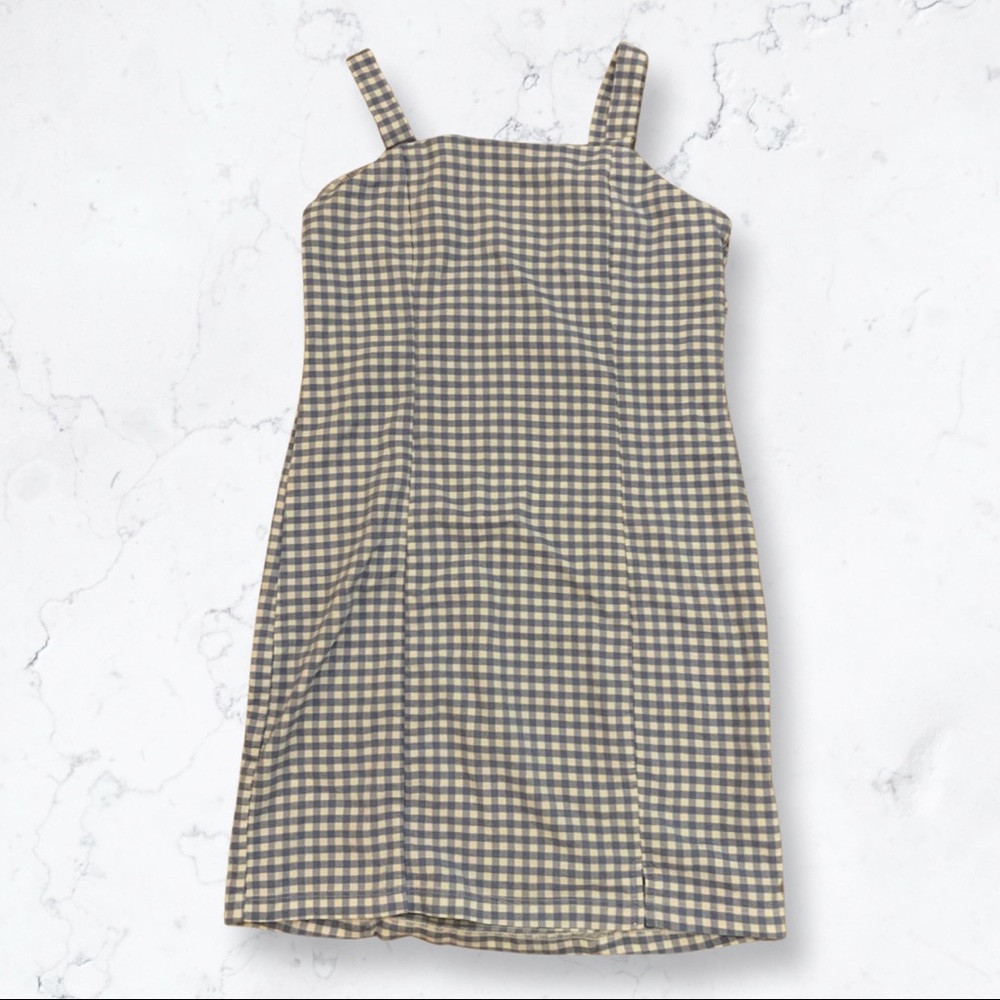 Blue and white checkered dress